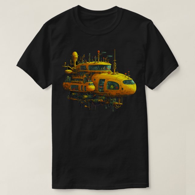 Steampunk-Gelbes U-Boot T-Shirt (Design vorne)