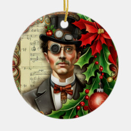 Steampunk Gentleman Christmas Keramik Ornament