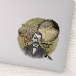 Steampunk Gentleman Collage Aufkleber
