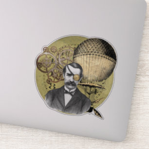 Steampunk Gentleman Collage Aufkleber