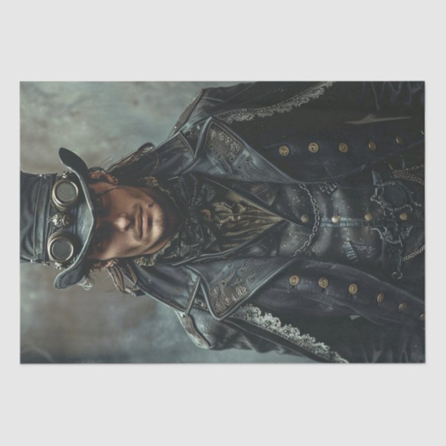 Steampunk Gentleman in Black Decoupage Seidenpapier (Vorderseite)