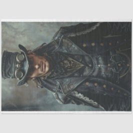 Steampunk Gentleman in Black Decoupage Seidenpapier