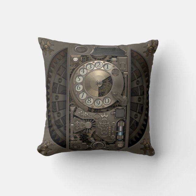 Steampunk Gerät - Drehskala-Telefon Kissen (Vorderseite)
