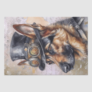 Steampunk German Shepherd Dog Seidenpapier