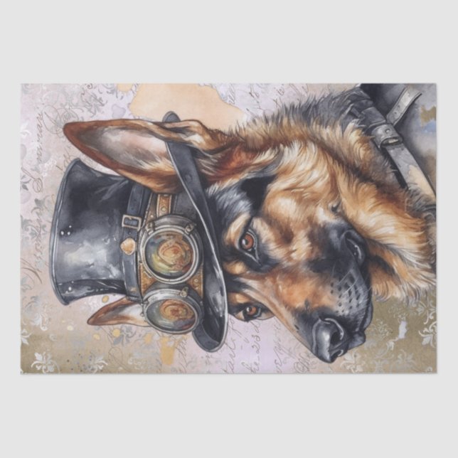 Steampunk German Shepherd Dog Seidenpapier (Vorderseite)
