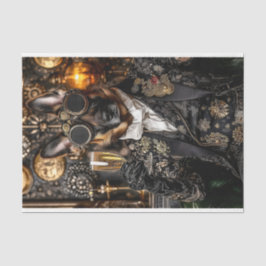 Steampunk German Shepherd, elsässischer BT5-Decoup Seidenpapier