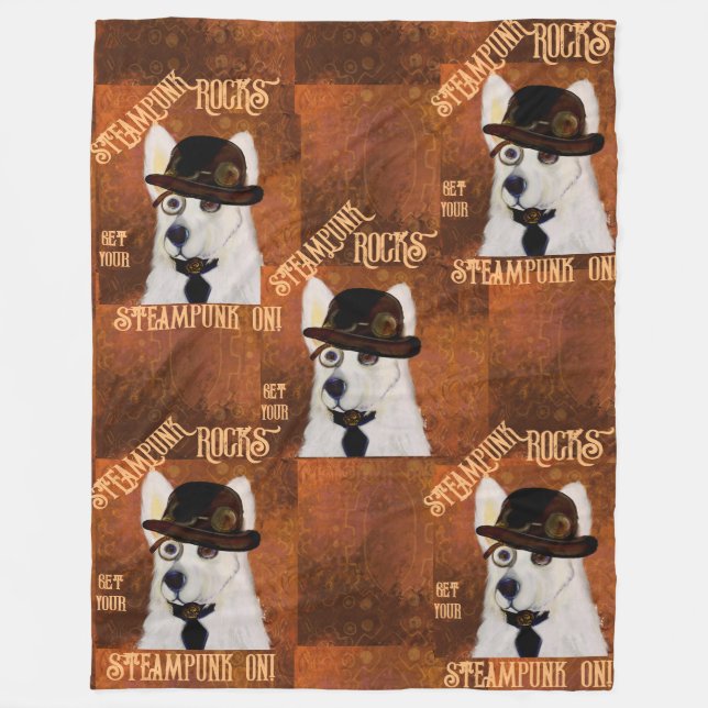 Steampunk German Shepherd Fleecedecke (Vorderseite)