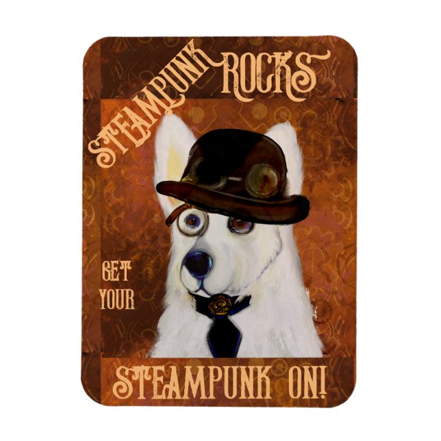 Steampunk German Shepherd Magnet (Vertikal)