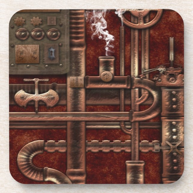 Steampunk-Getränkewärmer-Set Getränkeuntersetzer (Vorderseite)