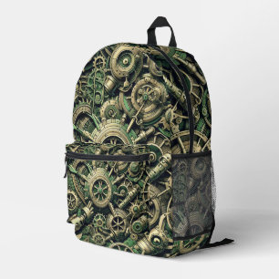 Steampunk Gewerke für grüne Mechanik Bedruckter Rucksack