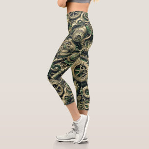 Steampunk Gewerke für grüne Mechanik Capri Leggings