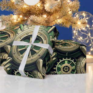 Steampunk Gewerke für grüne Mechanik Geschenkpapier