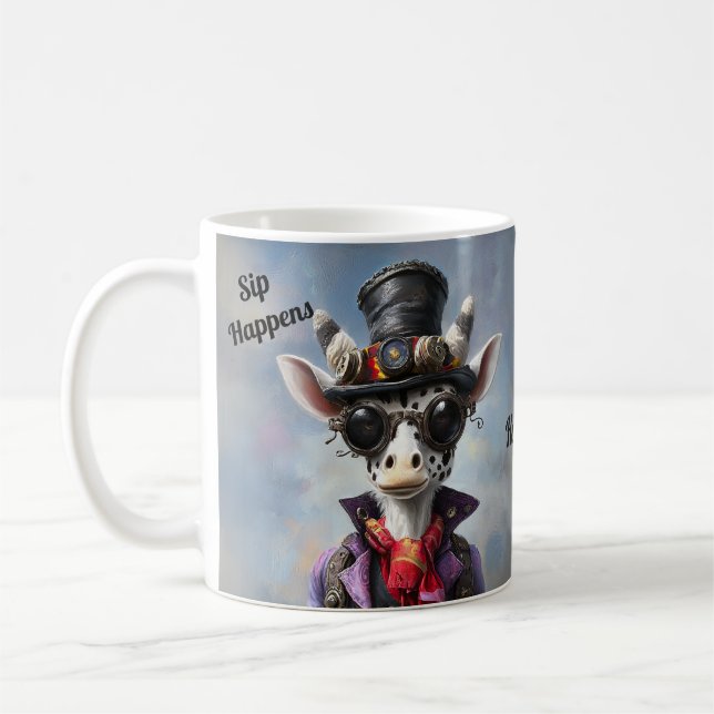 Steampunk Giraffe Anpassbare Cup Sippen Kaffeetasse (Links)