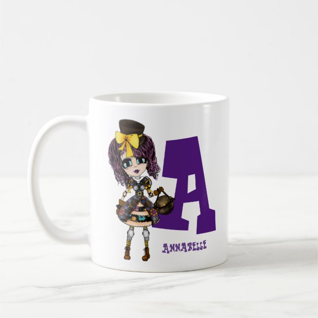 Steampunk Girl Cosplay Fan Benannte Geschenkkunst  Kaffeetasse (Links)