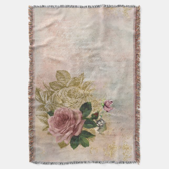 Steampunk Glam | Rosa und goldene Rose Rustikale F Decke (Vorderseite Vertikal)