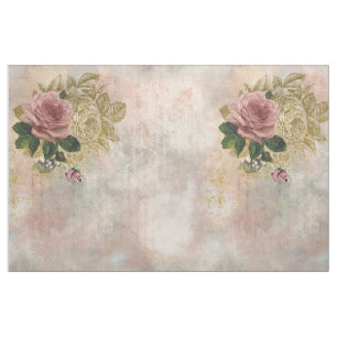 Steampunk Glam   Rosa und goldene Rose Rustikale F Stoff