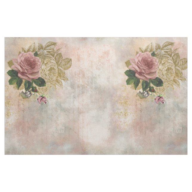 Steampunk Glam | Rosa und goldene Rose Rustikale F Stoff (Fat Quarter (45,7 x 55,9 cm))