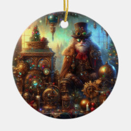 Steampunk Glow Santa Claus Keramik Ornament