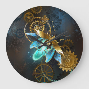Steampunk Glühwürmchen Große Wanduhr