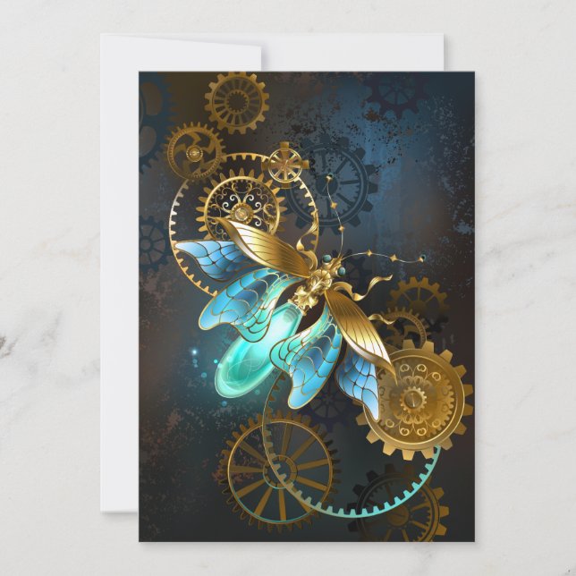 Steampunk Glühwürmchen Save The Date (Vorderseite)