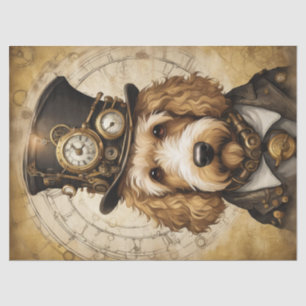 Steampunk Golden Doodle: Whimsische Decoupage Seidenpapier