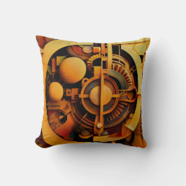 Steampunk Golden Mechanism Abstract Kissen