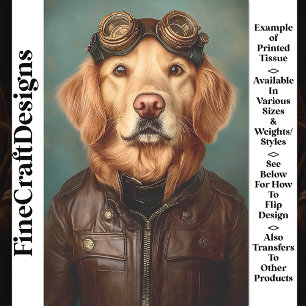 Steampunk Golden Retriever Aviator AS7 Decoupage Seidenpapier