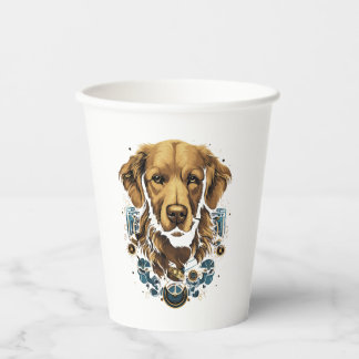 Steampunk Golden Retriever Dog Classic T - Shirt Pappbecher
