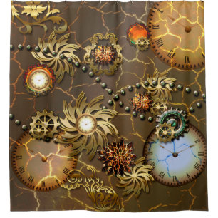 Steampunk goldener Entwurf Duschvorhang