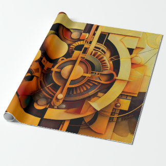 Steampunk Goldener Mechanismus Abstract Geschenkpapier