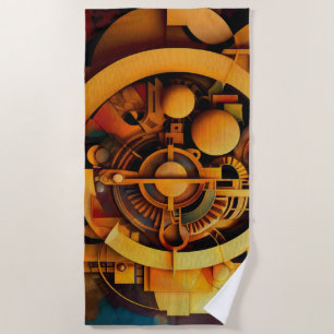Steampunk Goldener Mechanismus Abstract Strandtuch