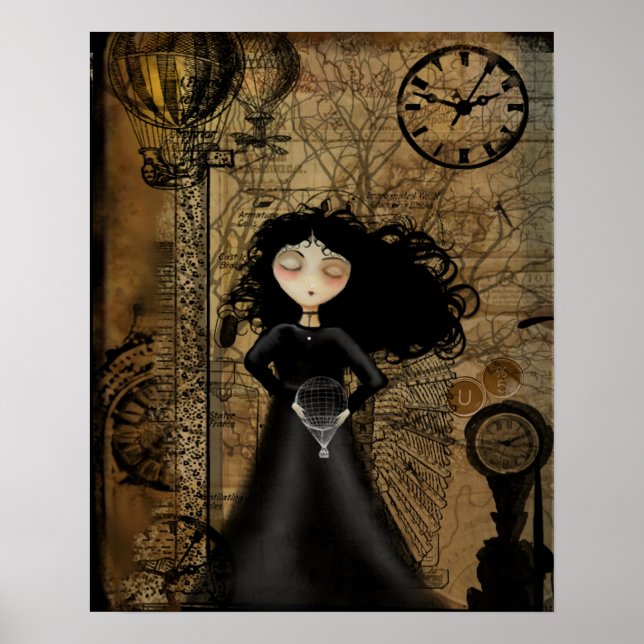 Steampunk Goth Girl Art Poster (Vorne)
