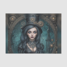 Steampunk Goth Goddess Woman Decoupage Paper