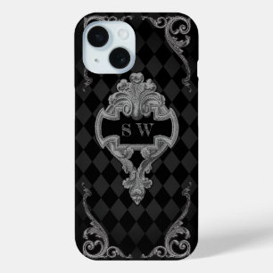 Steampunk-Goth-Monogramm iPhone 15 Hülle