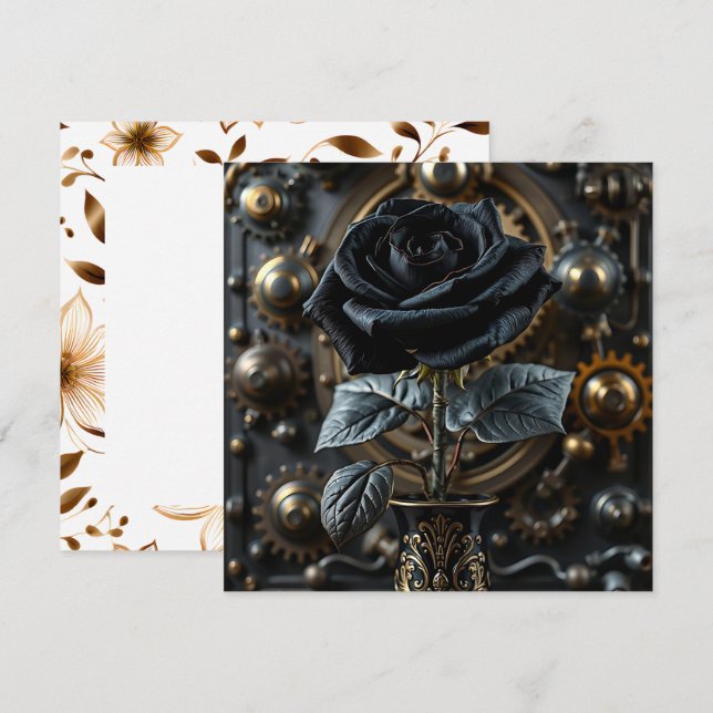 Steampunk Gothic Black Rose Blank Karte (Vorne/Hinten)