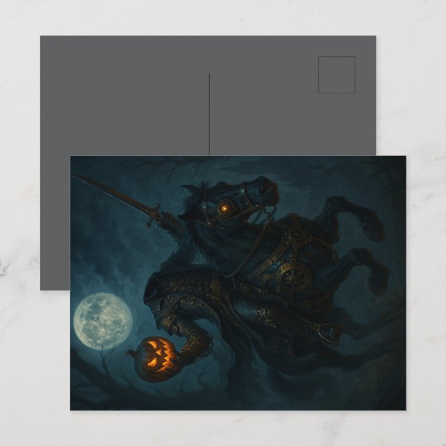 Steampunk Gothic Horror Headless Horseman Postkarte (Vorne/Hinten)