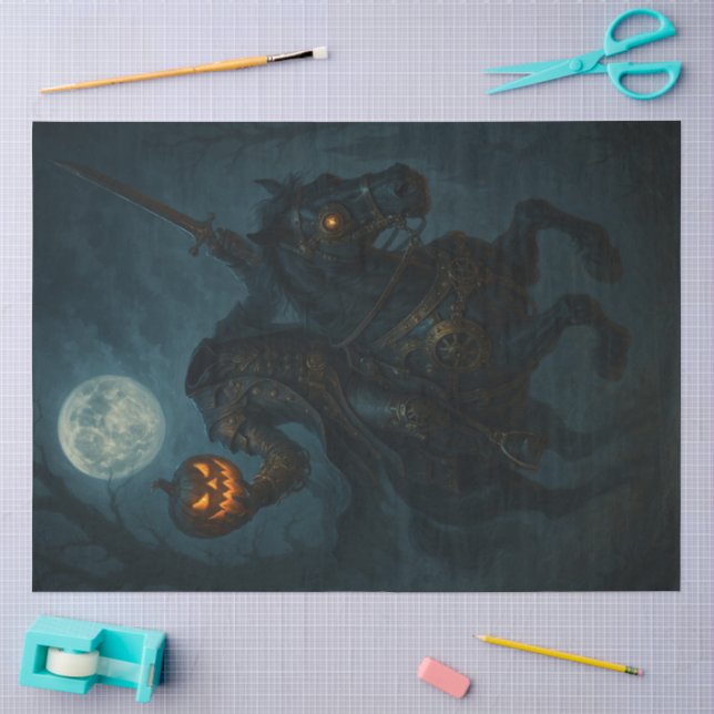 Steampunk Gothic Horror Headless Horseman Seidenpapier (Basteln)