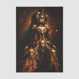 Steampunk Gothic Lady, Totenkopf Kleid FJ3R Decoup Seidenpapier