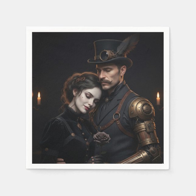 Steampunk Gothic Paar Serviette (Vorderseite)