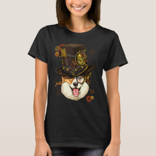 Steampunk Gothic Pembroke Welsh Corgi Hund Gesicht T-Shirt