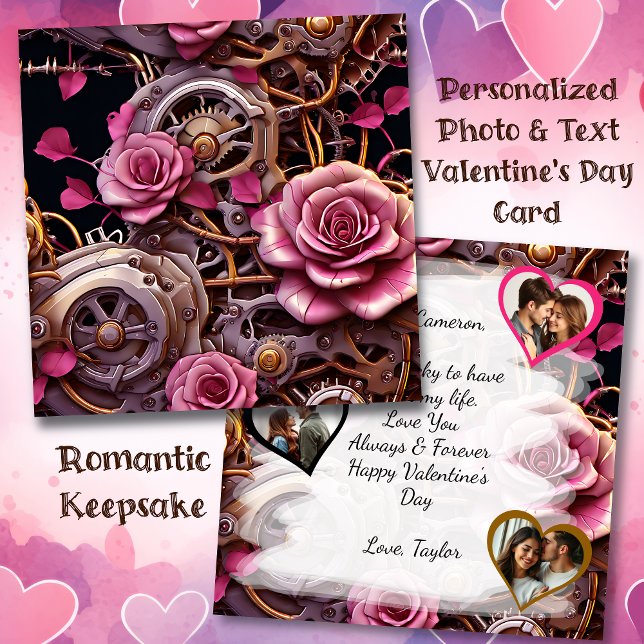 Steampunk Gothic Valentine's Day Foto Template Karte (Von Creator hochgeladen)
