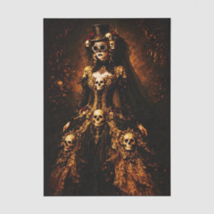 Steampunk-Gothik-Lady, Totenkopfkleid FJ3L Decoupa Seidenpapier