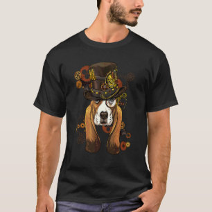 Steampunk-Gotik-Basset-Hound-Hund-Gesicht-Basset-H T-Shirt