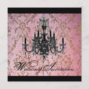 Steampunk-Gotik-Damask-Kronleuchter-Hochzeit Einladung