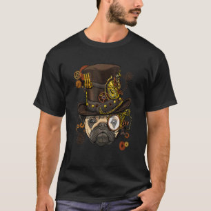 Steampunk-Gotischer-Mops-Hund-Tier-Gesicht-Welpe-H T-Shirt