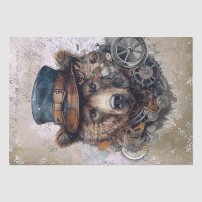 Steampunk Grizzly Bar Seidenpapier (Vorderseite)