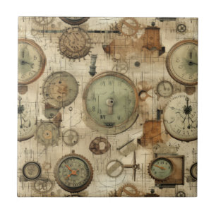 Steampunk Grunge Art Tile Fliese