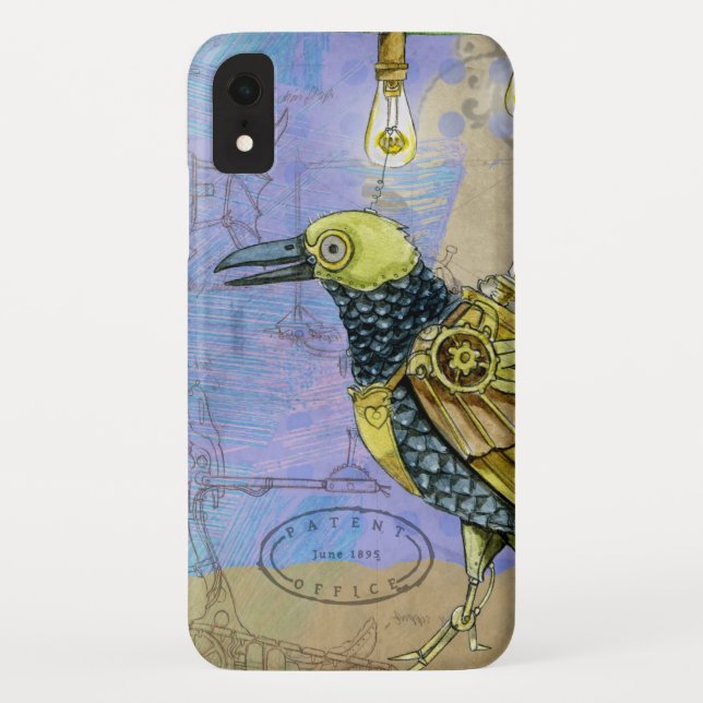 Steampunk Grunge Zeichn von Mechanischem Vogel Case-Mate iPhone Hülle (Rückseite)