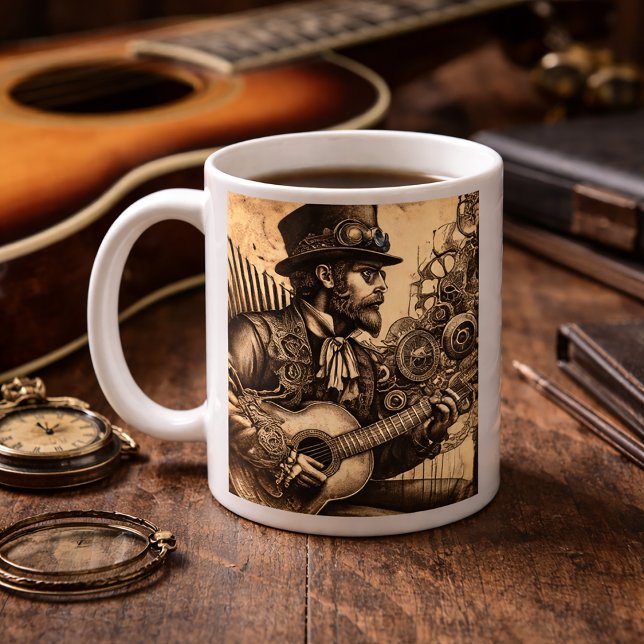 Steampunk Guitar Man Kaffeetasse (Von Creator hochgeladen)