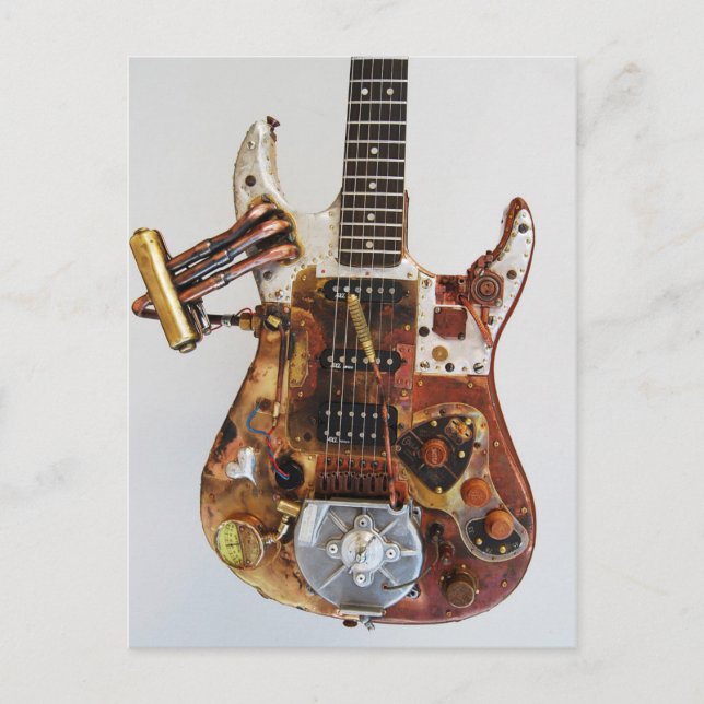 Steampunk Guitar Postkarte (Vorderseite)